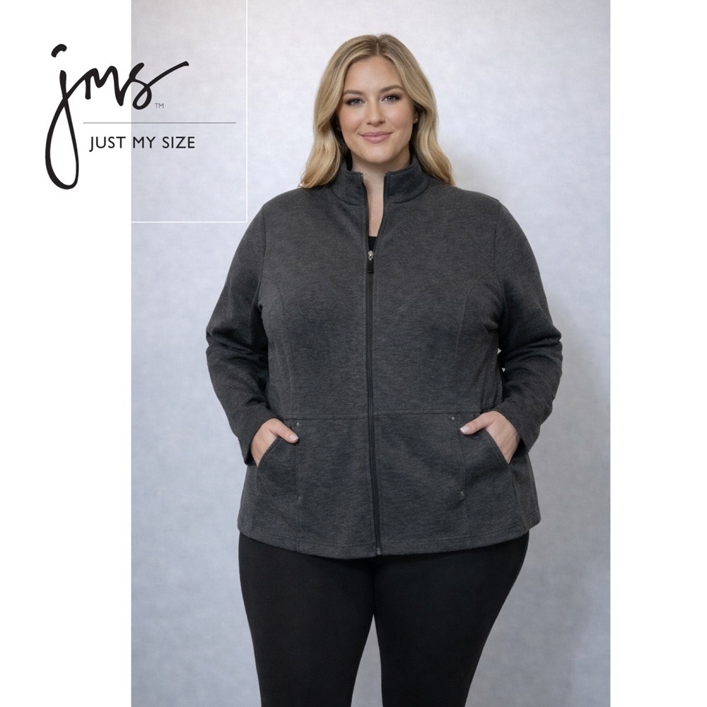 just my size steel Heather full zip dressy sweater jacket 2xh